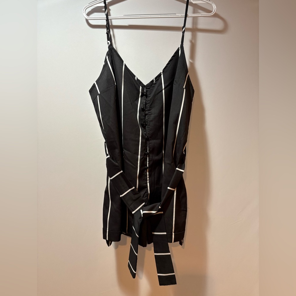 Zaful Black and White Striped Romper